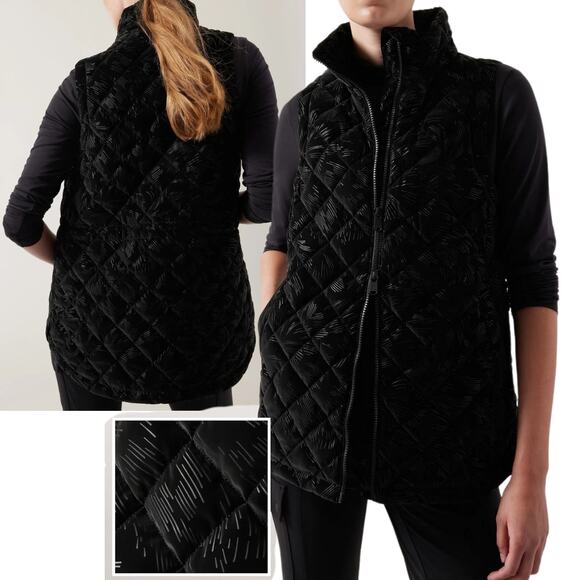 NWT ATHLETA VEST M WHISPER FEATHERLESS VELVET TEXTURE LOOK BLACK PUFFER QUILTED - Picture 1 of 15
